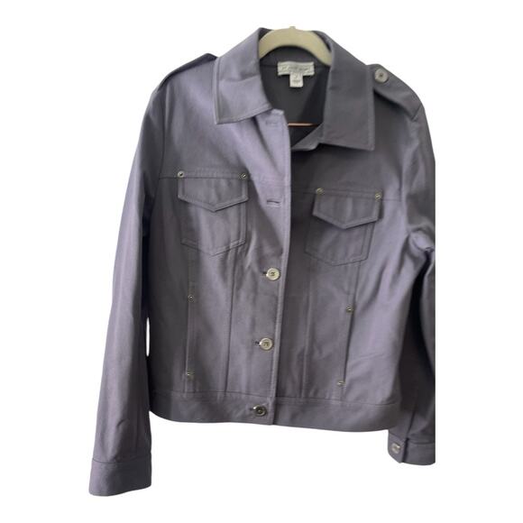 St. John Sport Button Front Jacket Stretch Long Sleeve Collared Gray Size Small - Picture 3 of 13